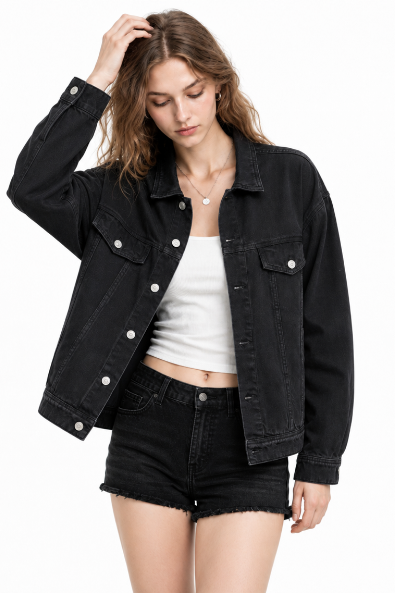 Women's Oversized Washed Denim Jacket