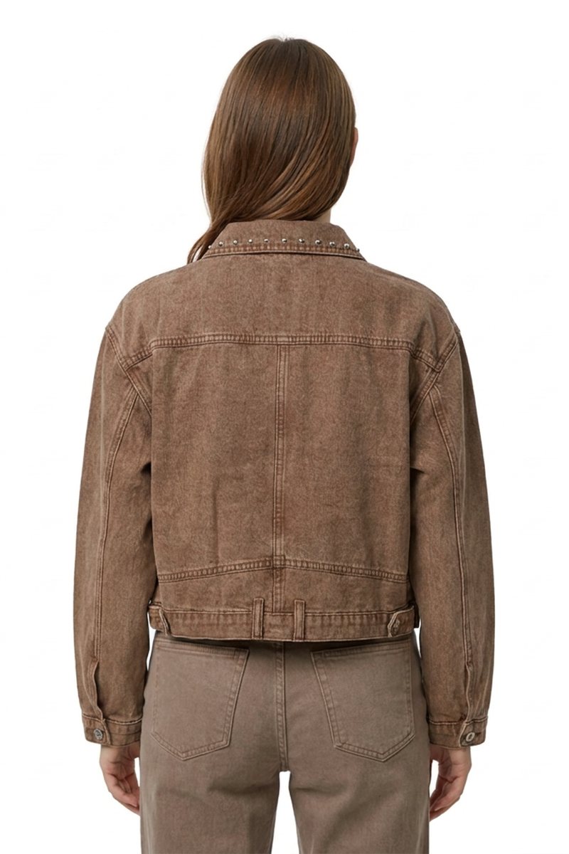 Women's Studded Cropped Denim Jacket