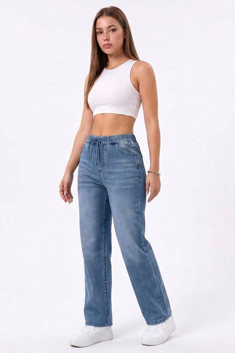Women's Drawstring Straight-Leg Jeans