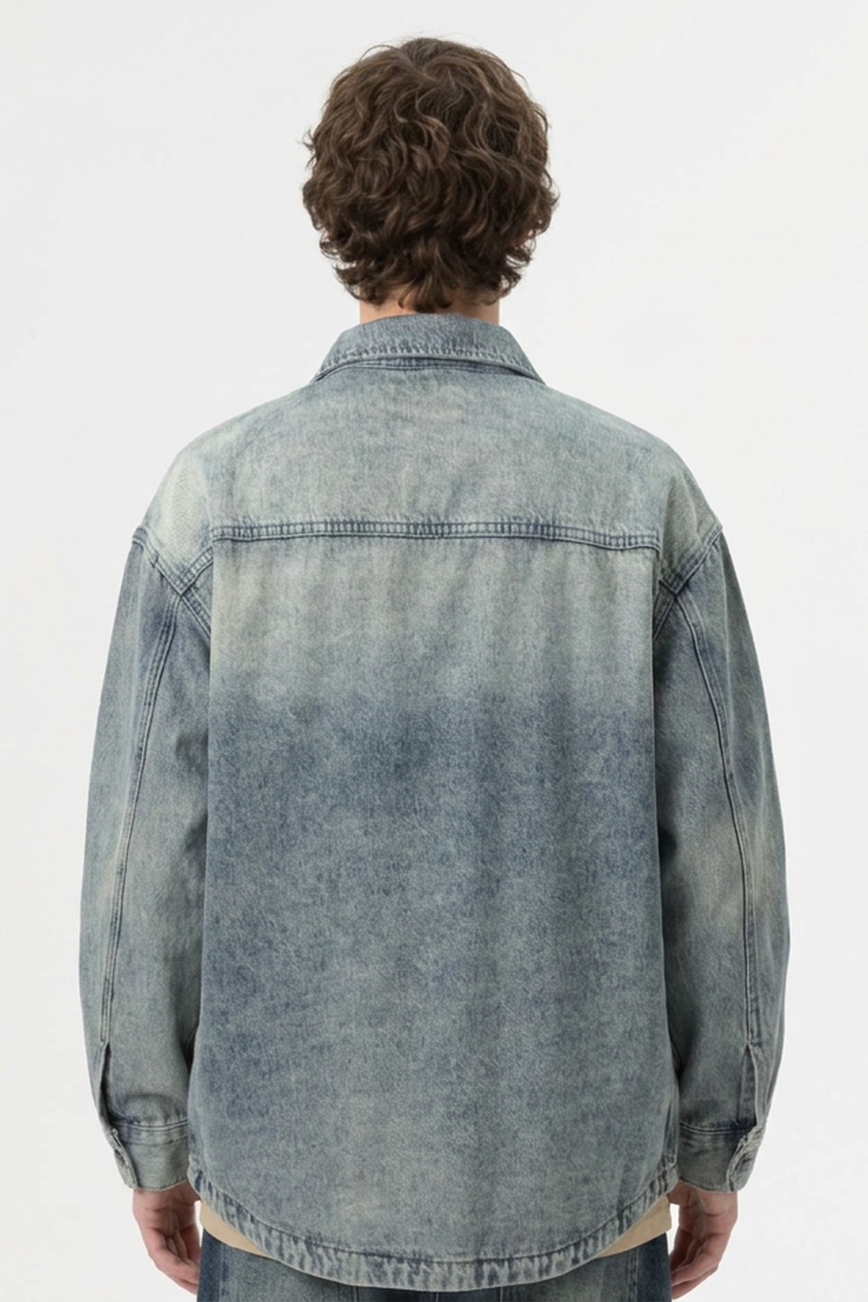 Men's Retro Washed Classic Denim Shirt Jacket