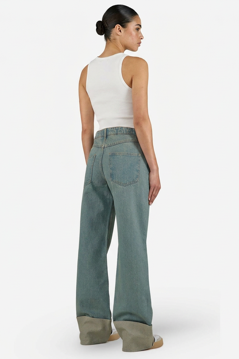 Women's Vintage Wash Loose Fit Wide-Leg Jeans
