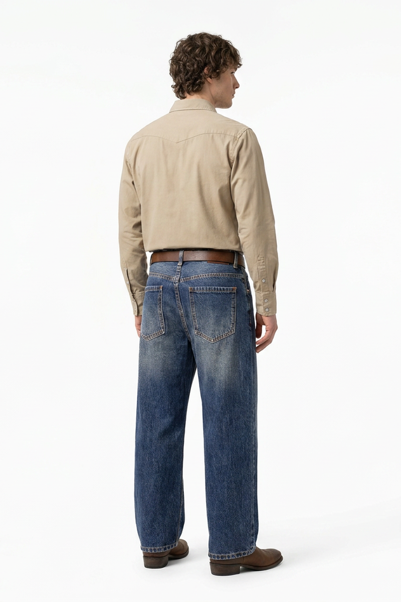 Men's Classic Fit Wash Vintage Straight Jeans