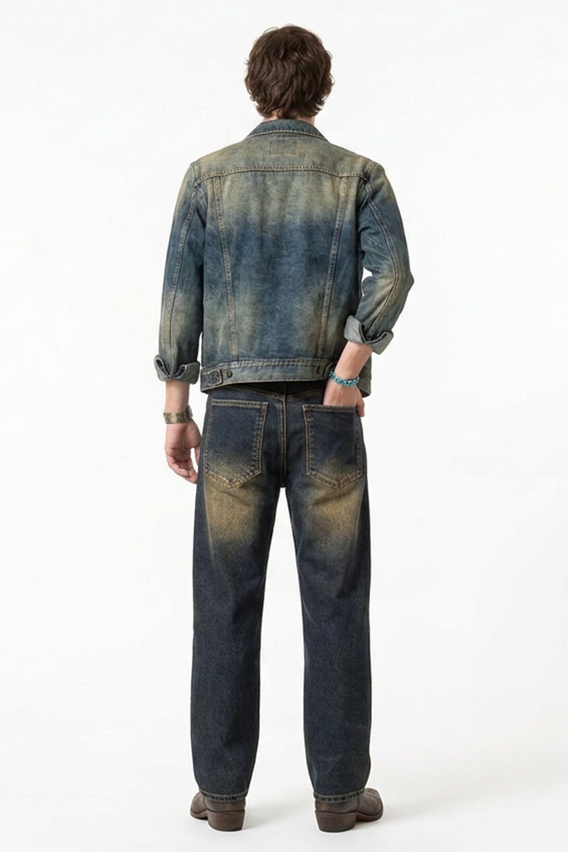 Men's Vintage Wash Stretch Tapered Jeans
