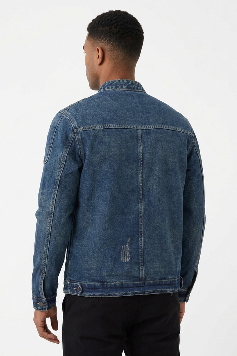 Men's Vintage Washed Blue Denim Jacket