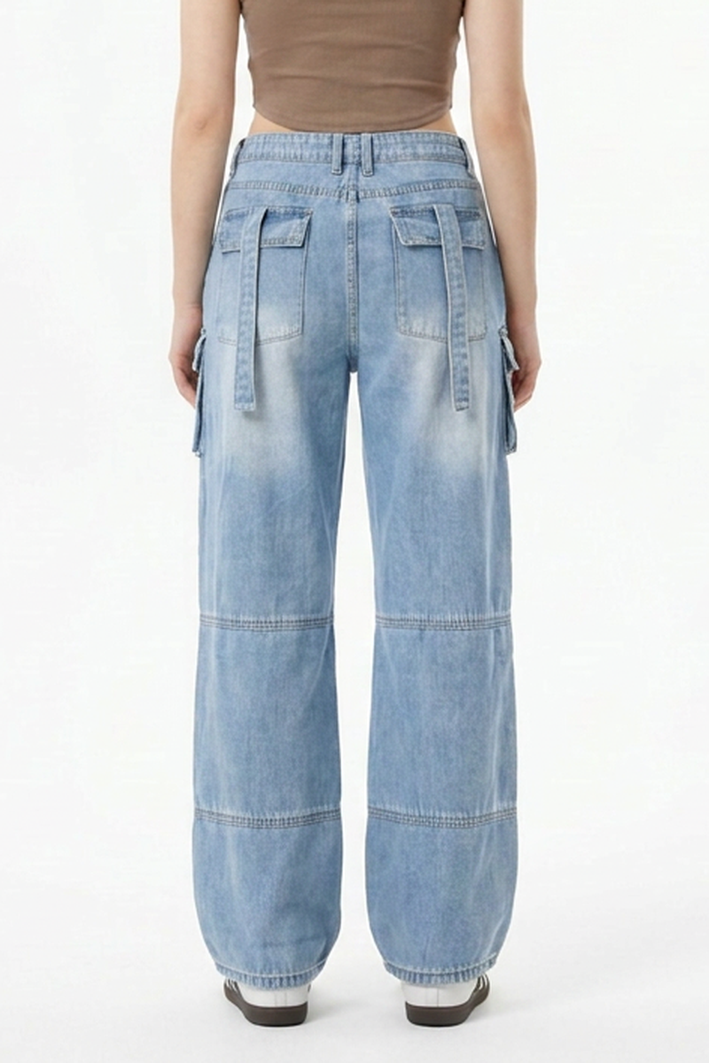 Women's Vintage Distressed Cargo Jeans