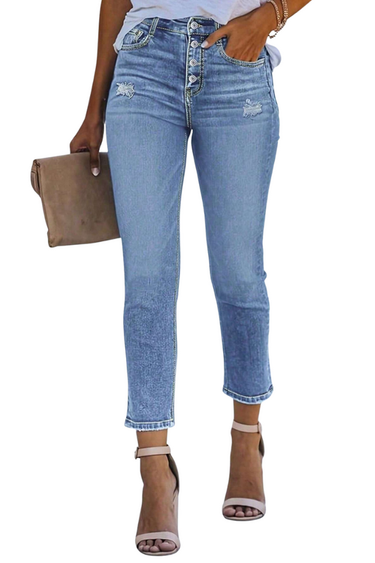 Women's High Waisted Button Fly Jeans