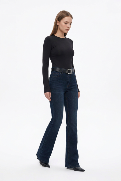 Women's Classic Washed High Waist Flare Jeans