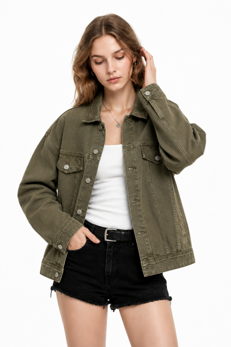 Women's  Oversized Washed Denim Jacket