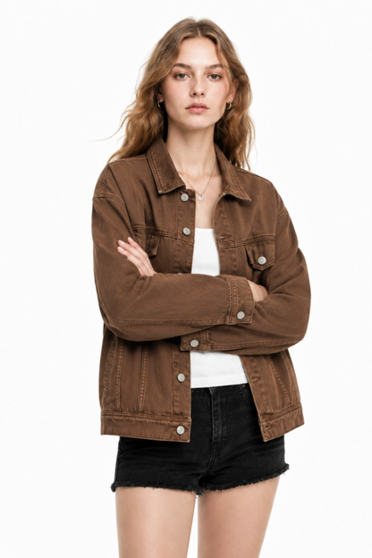 Women's  Oversized Washed Denim Jacket