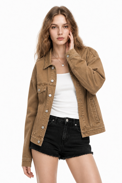 Women's  Oversized Washed Denim Jacket