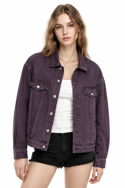 Women's  Oversized Washed Denim Jacket
