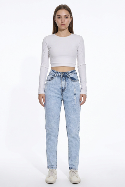Women's Vintage High Waist Slim Straight Leg Jeans
