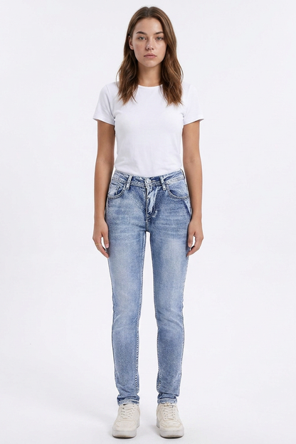 Women's Light Wash High Waist Stretch Skinny Jeans
