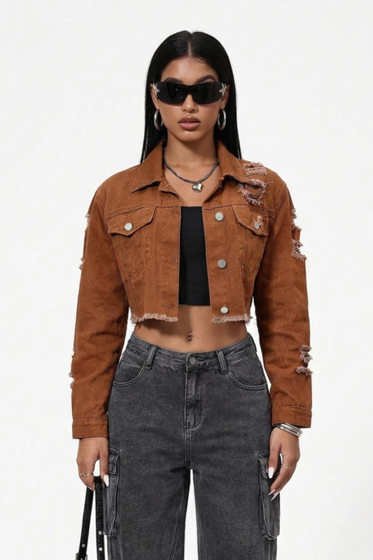 Women's Vintage Wash Cropped Denim Jacket