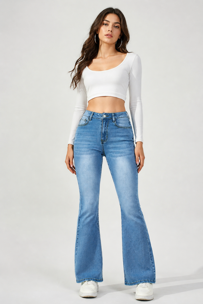 Women's High Waist Slim Stretch Flare Jeans