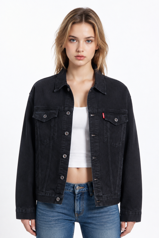 Women's Classic Black Denim Jacket