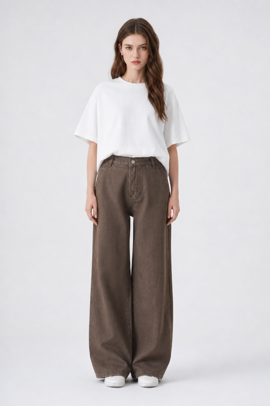 Women's High Waist Non-Stretch Wide Leg Jeans