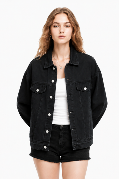 Women's  Oversized Washed Denim Jacket