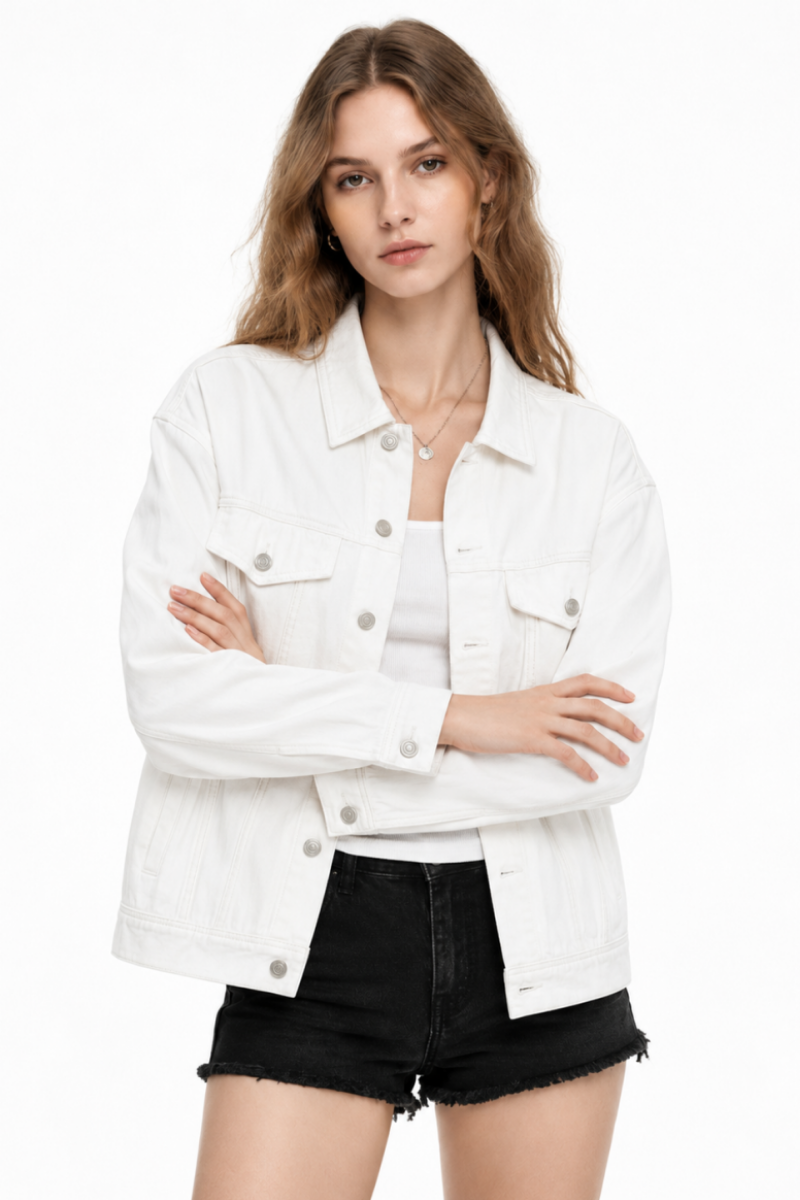 Women's  Oversized Washed Denim Jacket
