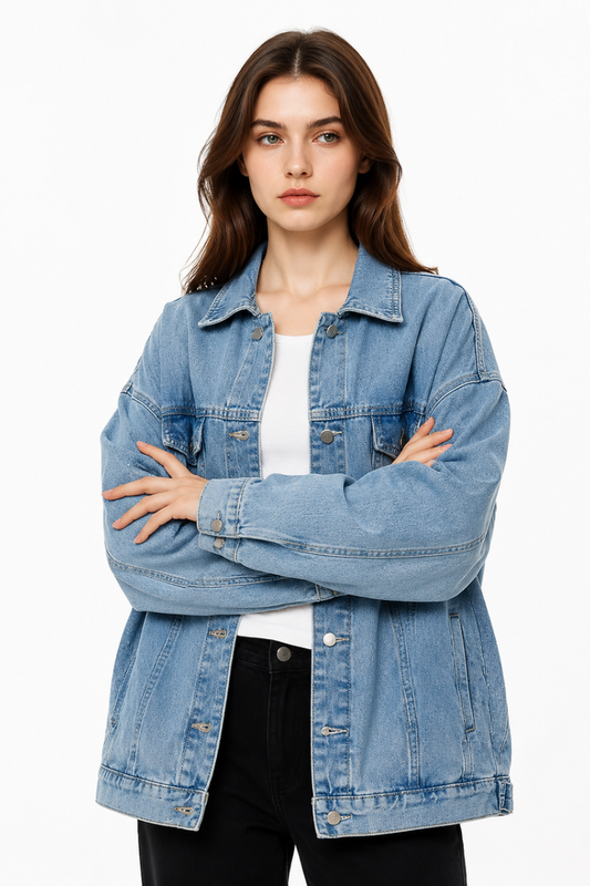 Women's Oversized Drop Shoulder Denim Jacket