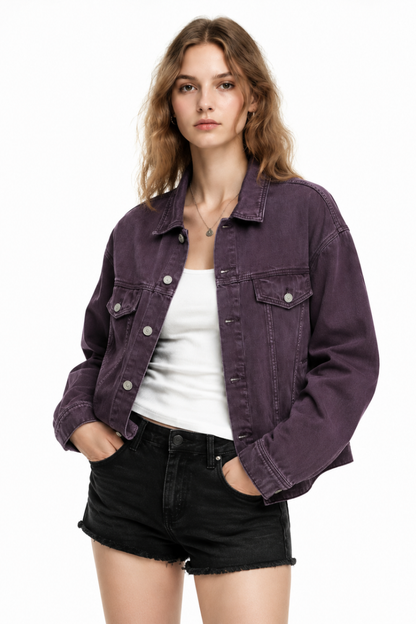 Women's  Oversized Washed Denim Jacket