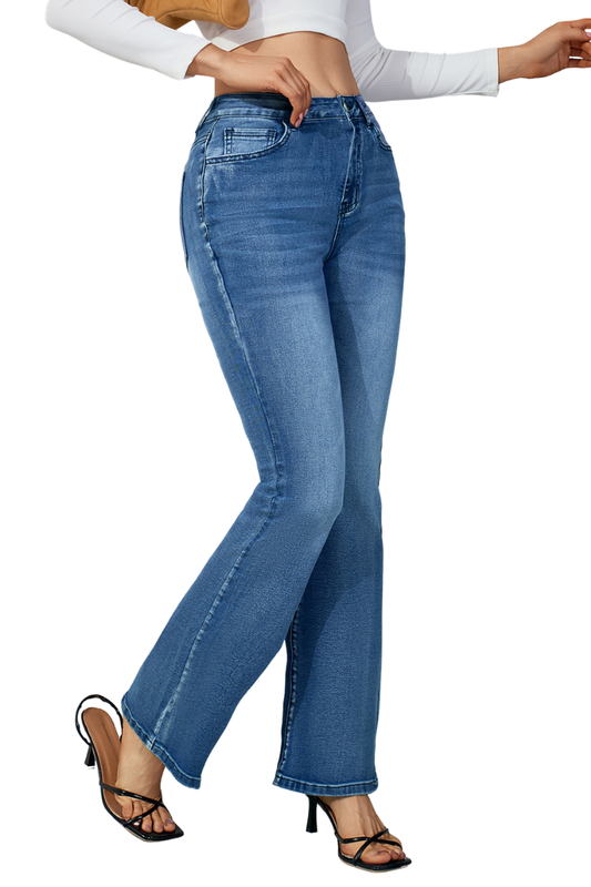 Women's High Waisted Slim Flare Jeans