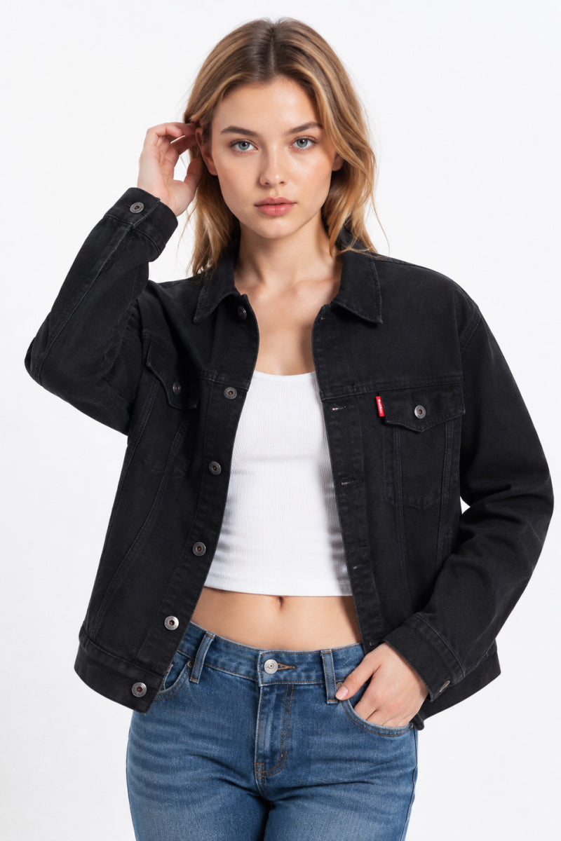 Women's Classic Black Denim Jacket