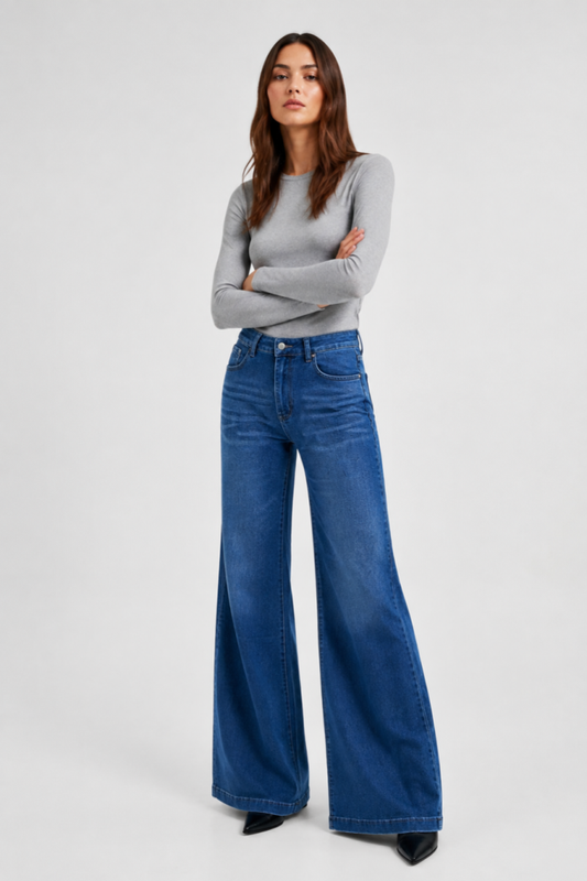 Women's High Waist Wide Leg Flare Jeans