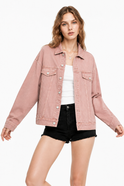 Women's  Oversized Washed Denim Jacket