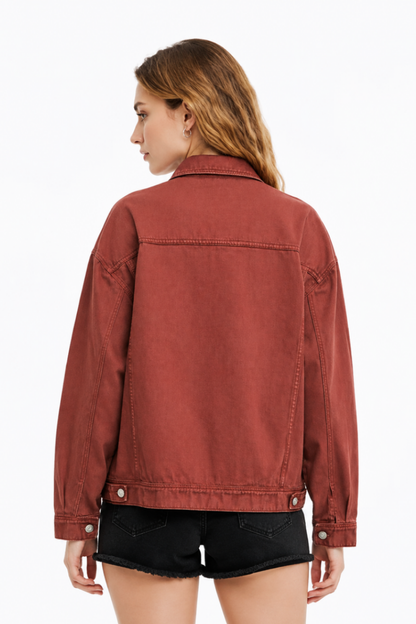 Women's  Oversized Washed Denim Jacket