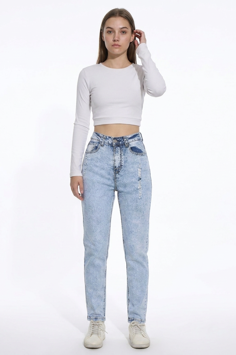 Women's Vintage High Waist Slim Straight Leg Jeans
