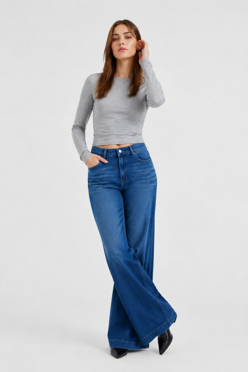 Women's High Waist Wide Leg Flare Jeans