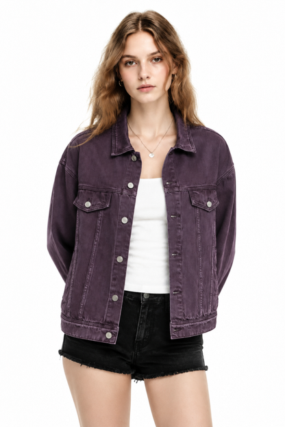 Women's  Oversized Washed Denim Jacket