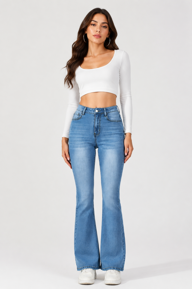 Women's High Waist Slim Stretch Flare Jeans