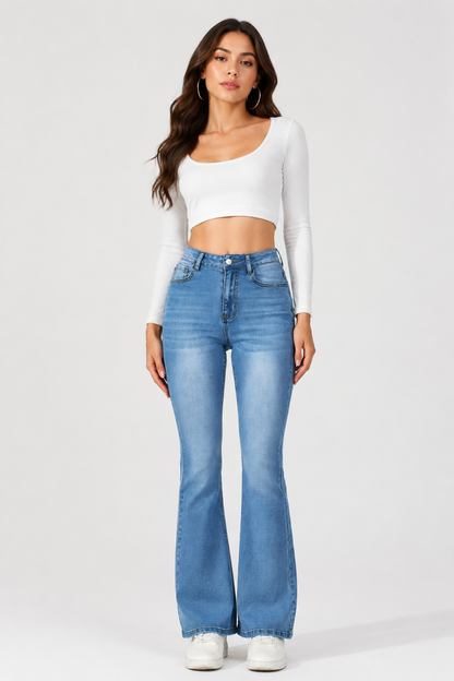 Women's High Waist Slim Stretch Flare Jeans