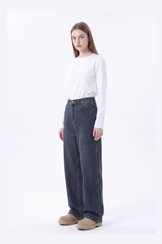 Women's Vintage High Waist Relaxed-Fit Wide Leg Jeans
