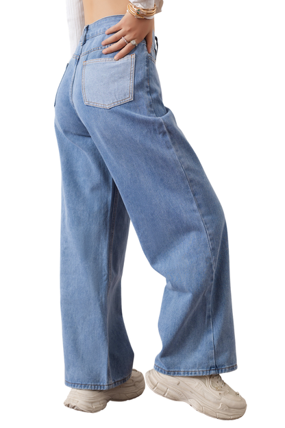 Women's High Waist Baggy Straight Leg Jeans