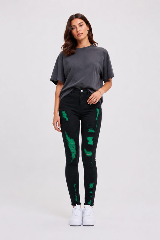 Women's High Waist Ripped Skinny Jeans