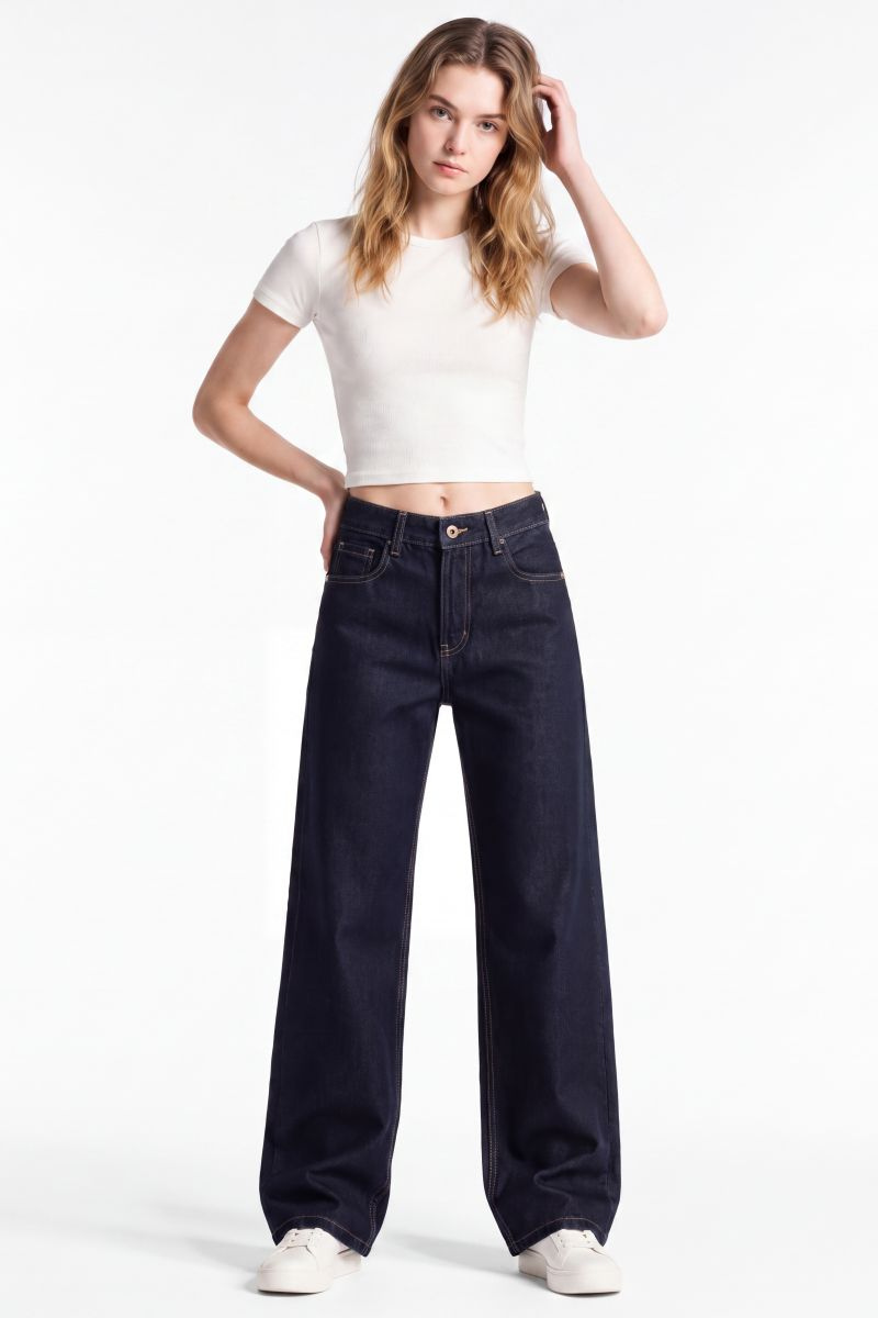 Women's Original Blue Wash High Waist Straight Leg Jeans