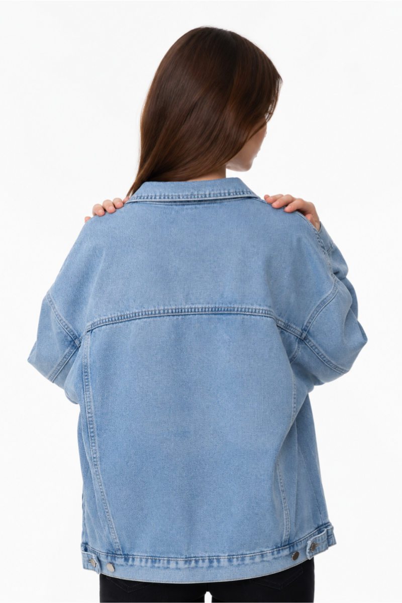 Women's Oversized Drop Shoulder Denim Jacket