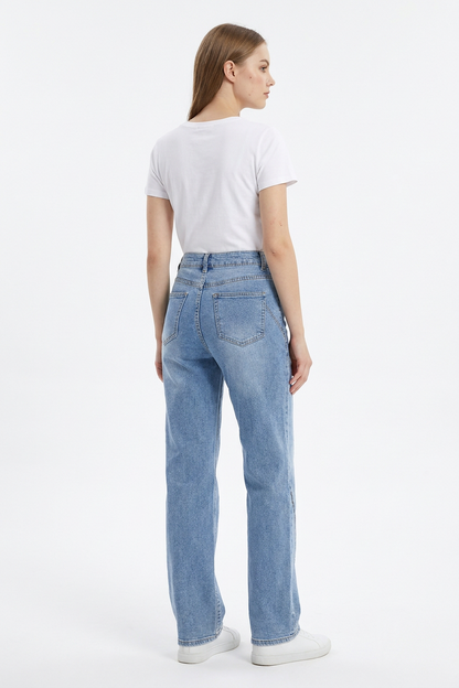 Women's Classic High Waist Stretch Straight Leg Jeans