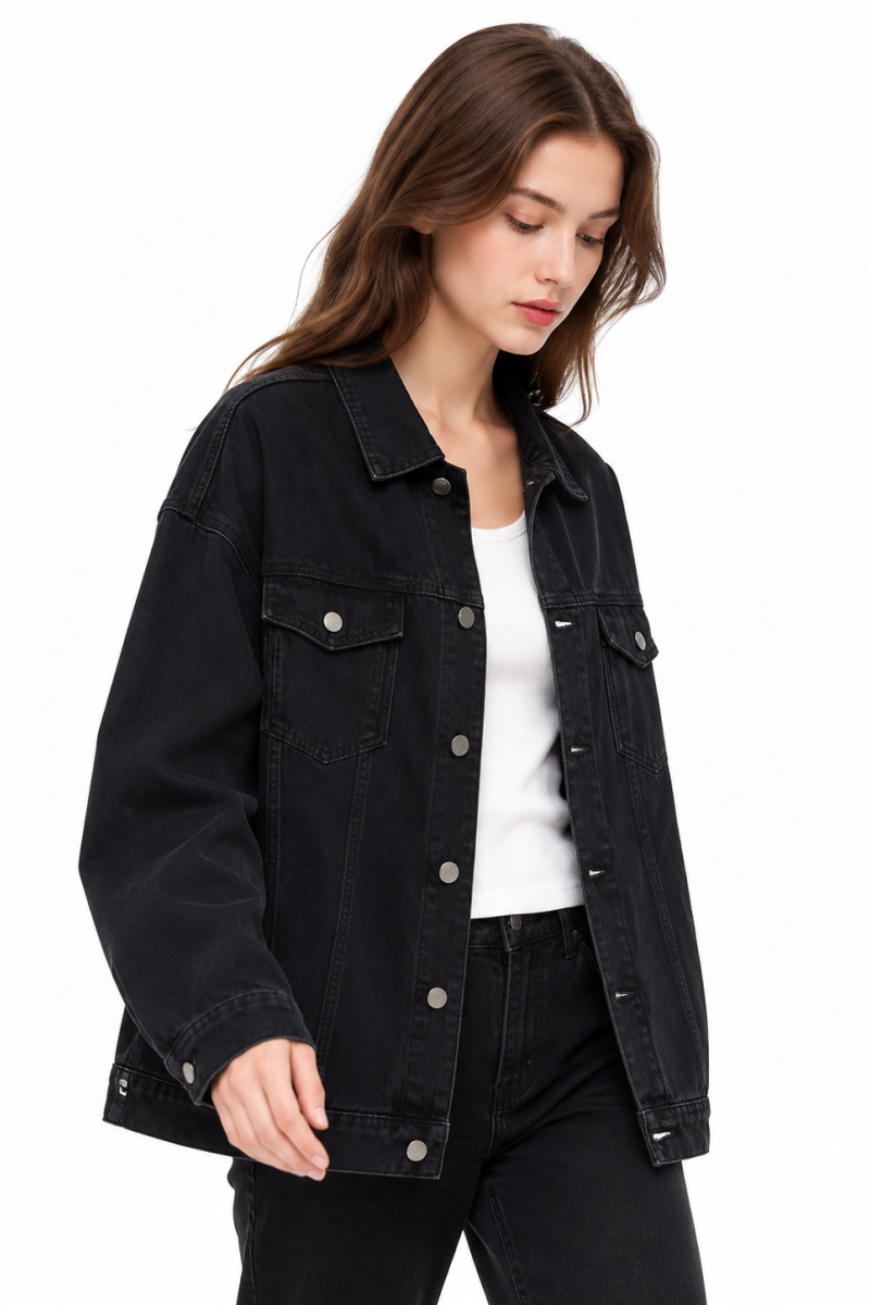 Women's Oversized Drop Shoulder Denim Jacket