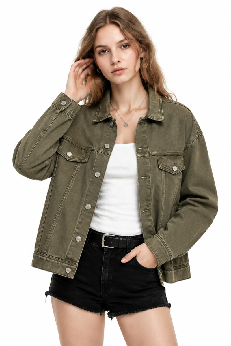 Women's  Oversized Washed Denim Jacket
