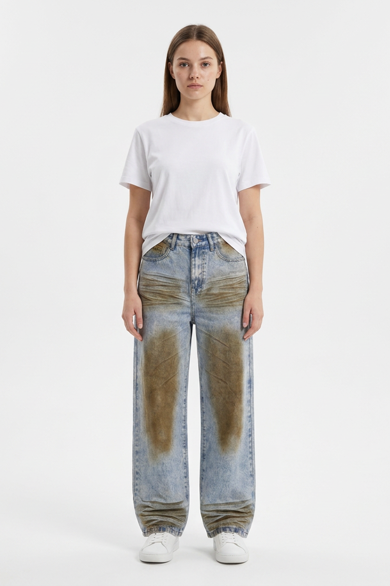 Women's High Waist Distressed Wide Leg Jeans