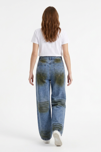 Women's High Waist Distressed Wide Leg Jeans