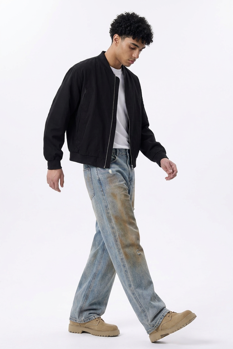 Men's Dirty Wash Relaxed Straight Leg Jeans