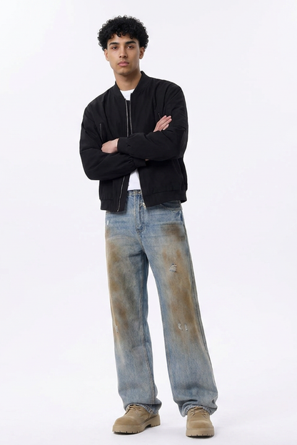 Men's Dirty Wash Relaxed Straight Leg Jeans