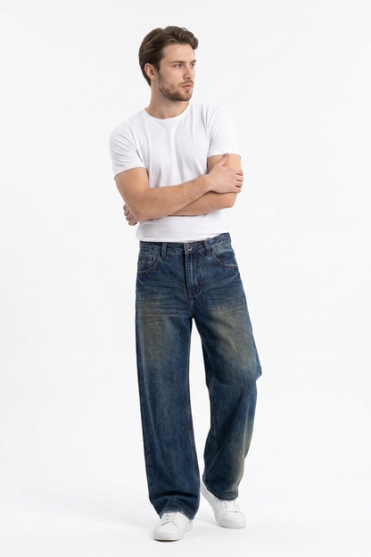 Men's Washed Relaxed Straight Leg Jeans