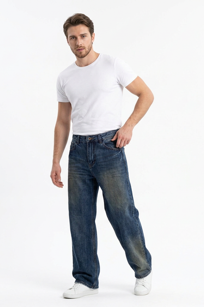 Men's Washed Relaxed Straight Leg Jeans