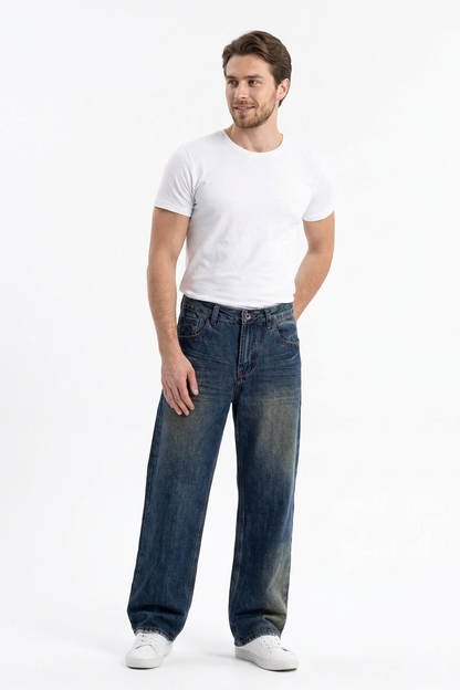 Men's Washed Relaxed Straight Leg Jeans
